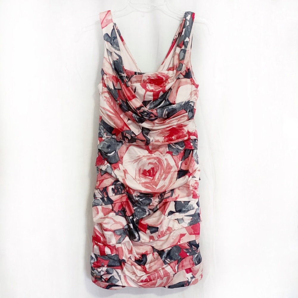 🌸Express Pink and Gray Ruched Bodycon Mini Dress